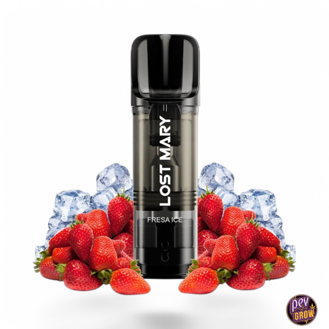 2 Vervangbare Pods Lost Mary Tappo Air Aardbei IJs 0mg · Intense Smaak & Geen Nicotine