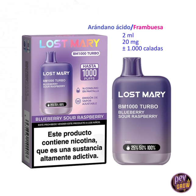 Lost Mary BM1000 Turbo Sour Raspberry 2% – Wegwerp Vape 1000 Puffs