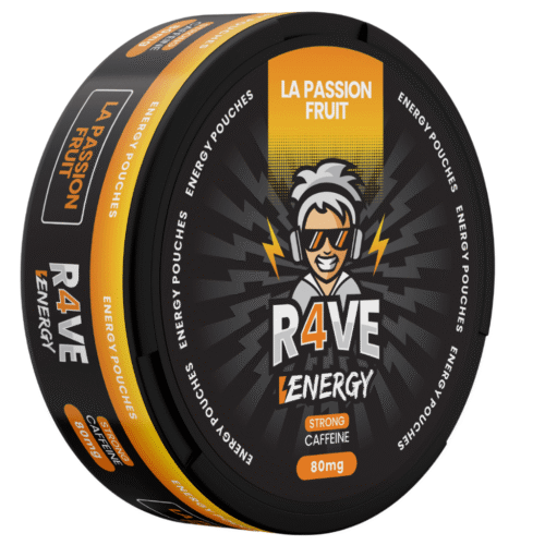 SNUS z kofeiną R4VE Energy 80mg Caffeine La Passion Fruit