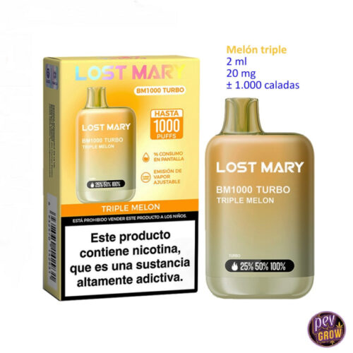 Wegwerp Vape Lost Mary BM1000 Turbo Triple Melon 2% · Intense Smaak