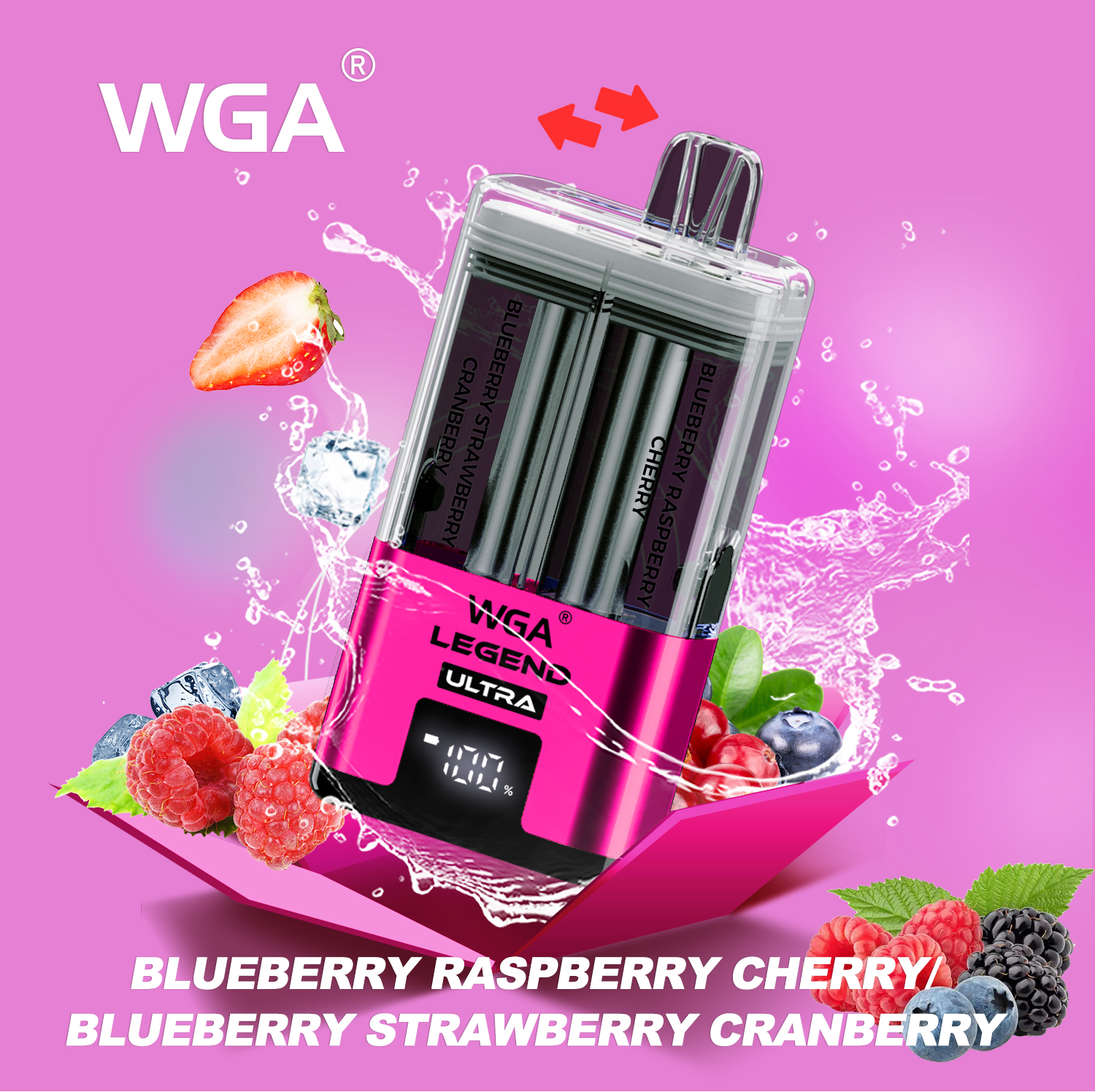 WGA VAPEBLUEBERRY RASPBERRY CHERRY--BLUEBERRY STRAWBERRY CRANBERR 30K PUFFS
